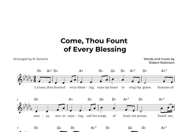 Come Thou Fount of Every Blessing (Key of D-Flat Major) (arr. R. Salvario)