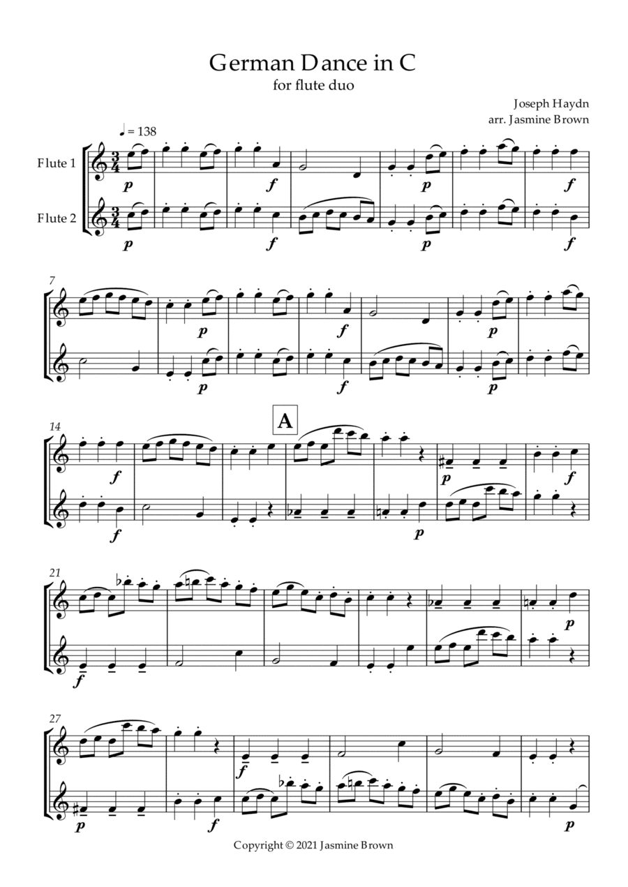 German Dance in C - Flute Duet (arr. Jasmine Brown)