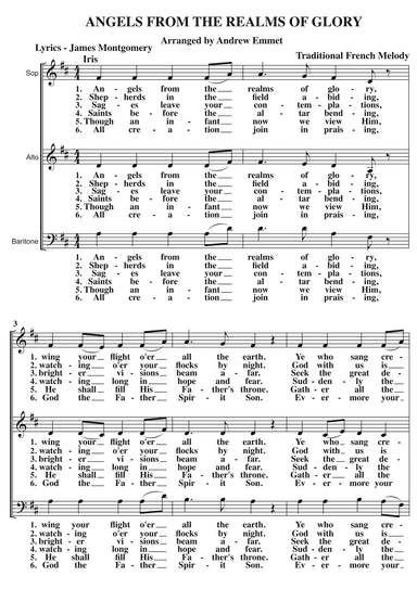 Angels From The Realms Of Glory A Cappella SAB (arr. Andrew Emmet)