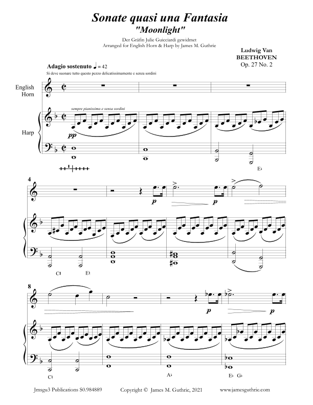 Beethoven: Adagio from the Moonlight Sonata for English Horn & Harp (arr. James M. Guthrie)