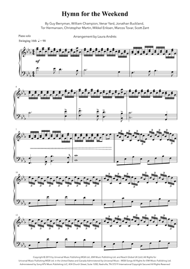 Hymn For The Weekend (arr. Laura Andrés)