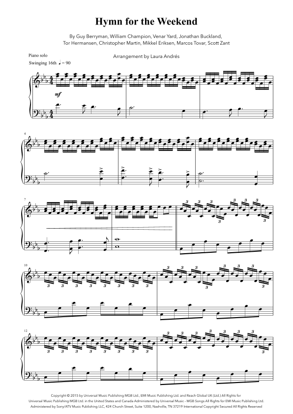 Hymn For The Weekend (arr. Laura Andrés)
