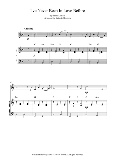 I've Never Been In Love Before (arr. Kaiserin Rebecca)