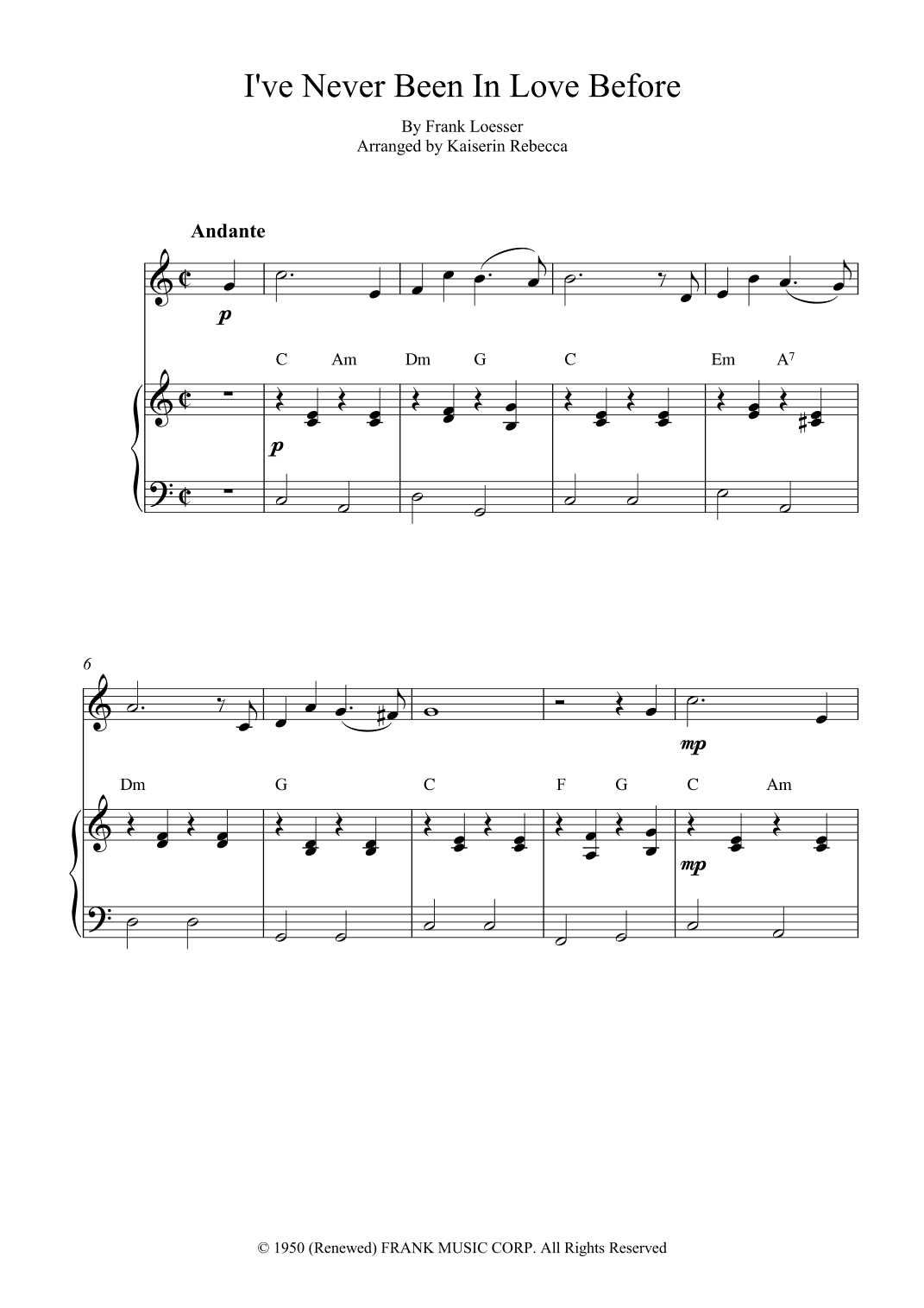 I've Never Been In Love Before (arr. Kaiserin Rebecca)
