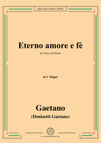 Donizetti-Eterno amore e fè,in C Major,for Voice and Piano (arr. MSM)