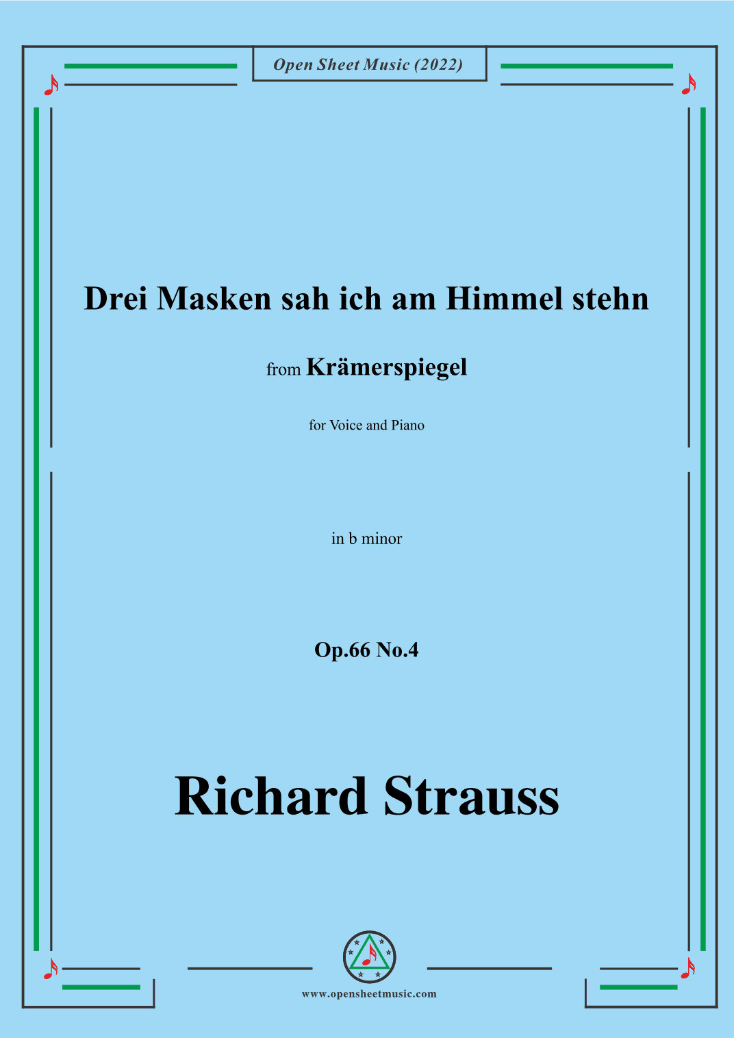 Richard Strauss-Drei Masken sah ich am Himmel stehn,in b minor,Op.66 No.4 (arr. OSM Press)
