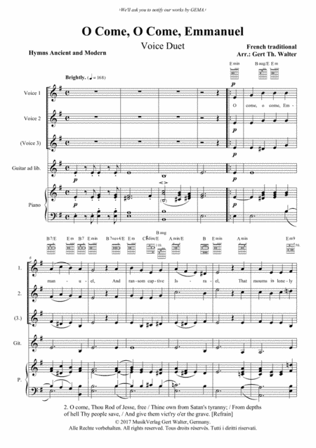 O Come, O Come, Emmanuel (arr. Gert Th. Walter)