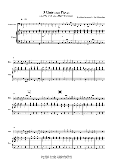 3 Easy Christmas Pieces for Trombone and Piano (arr. David Burndrett)