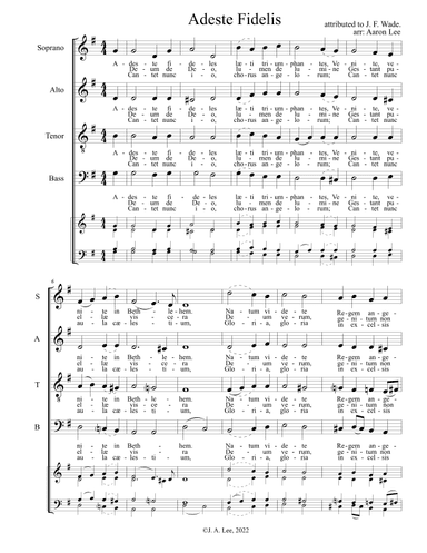 Adeste Fidelis (O Come All Ye Faithful) (for SATB choir a cappella) (arr. Aaron Lee)