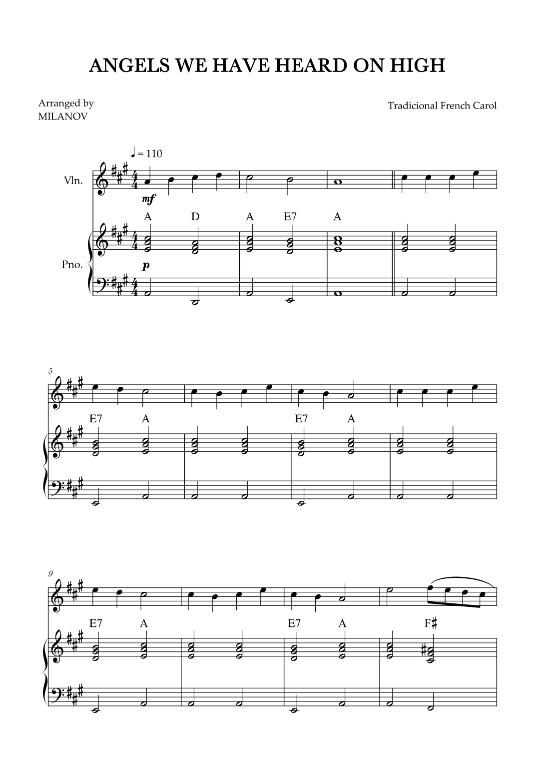 Angels We Have Heard on High | Christmas song | violin | easy beginner | Chords (arr. Milanov)