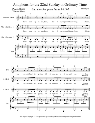 Antiphons for the 22nd Sunday in Ordinary Time