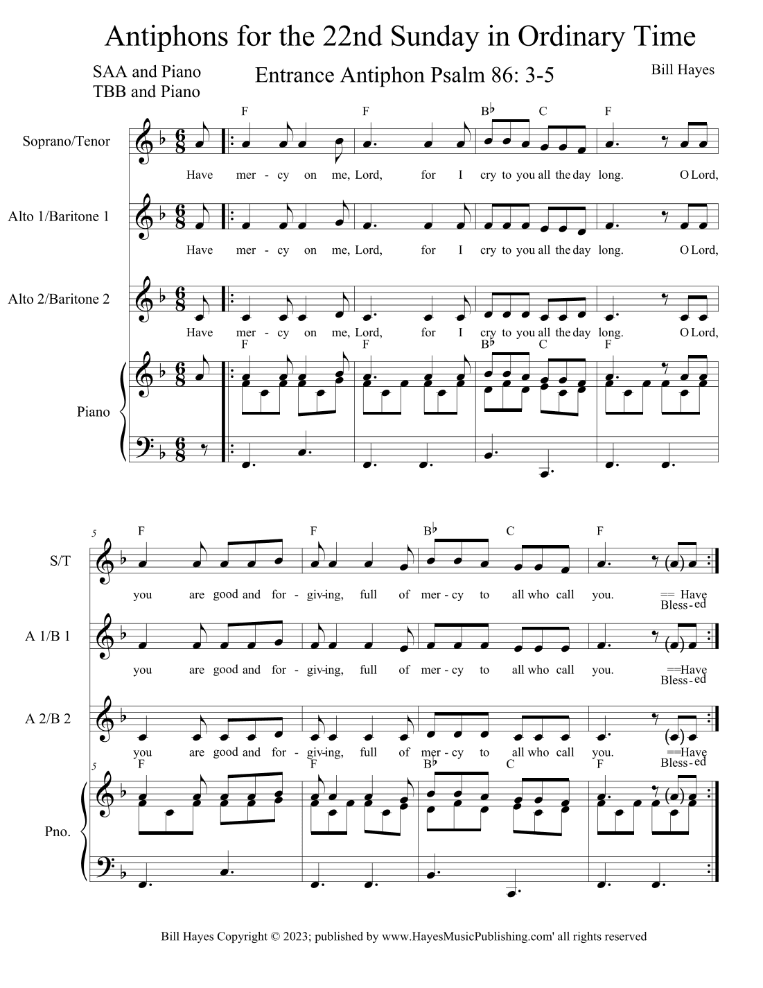 Antiphons for the 22nd Sunday in Ordinary Time