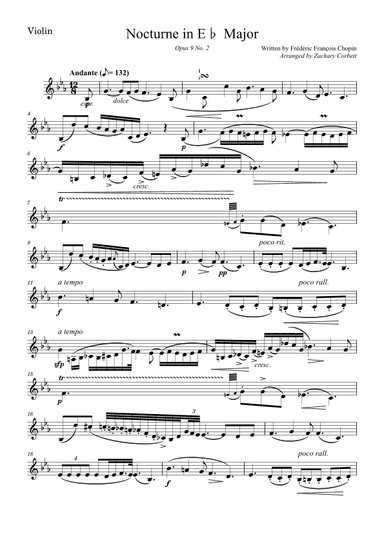 Nocturne Op 9 No 2 in Eb Major (arr. Zachary Corbett)