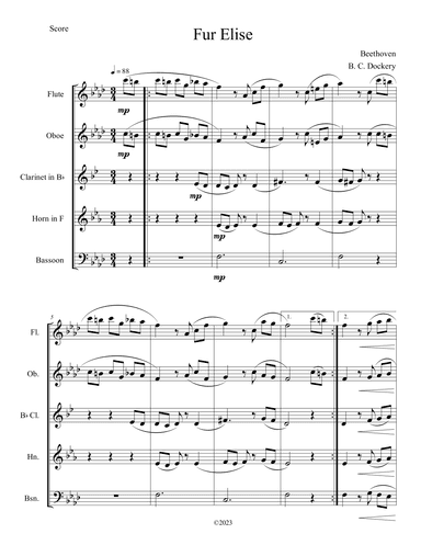 Fur Elise (Woodwind Quintet) (arr. B. C. Dockery)