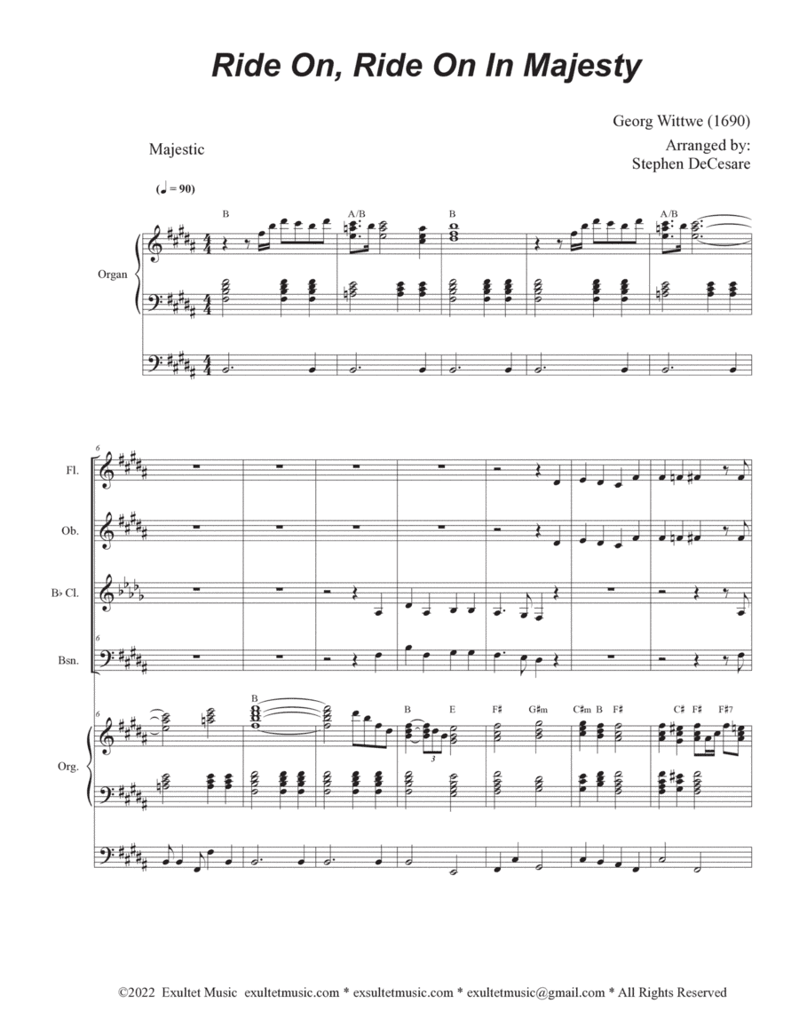 Ride On, Ride On In Majesty (Woodwind Quartet and Organ) (arr. Stephen DeCesare)