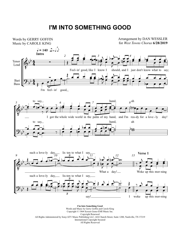 I'm Into Something Good (arr. Dan Wessler)