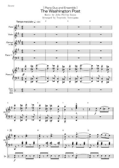 [ Piano Duo and Ensemble ]  The Washington Post (arr. Tsuyoshi Yoroiguma)