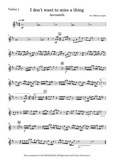 I Don't Want To Miss A Thing (arr. Marina Lopes)