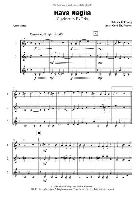 Hava Nagila (arr. Gert Th. Walter)