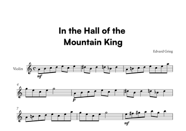 Edvard Grieg - In the Hall of the Mountain King (for Violin Solo) (arr. Cadenza Editions)