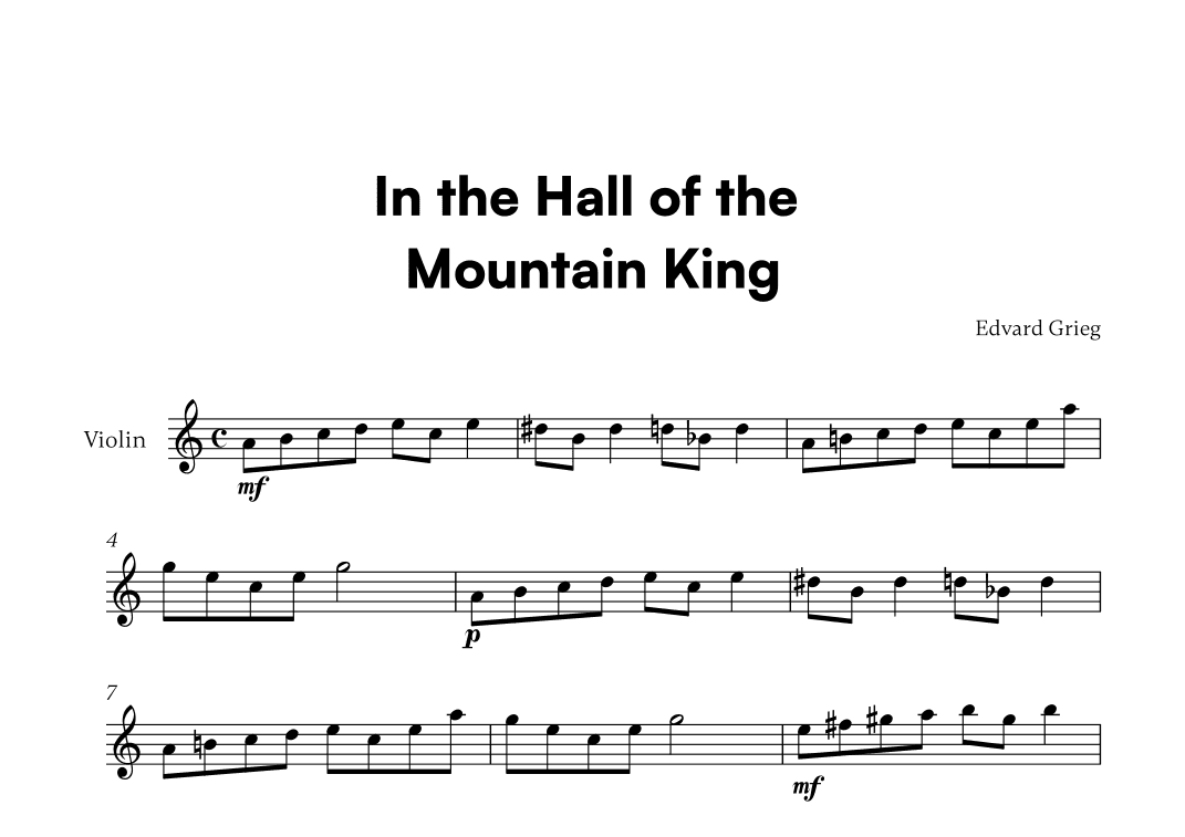 Edvard Grieg - In the Hall of the Mountain King (for Violin Solo) (arr. Cadenza Editions)
