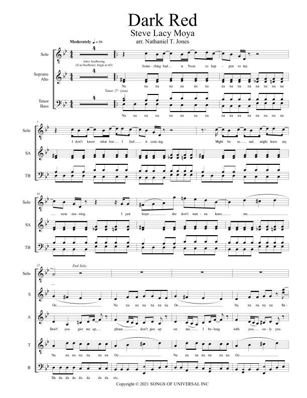 Dark Red (arr. Nathaniel T. Jones)