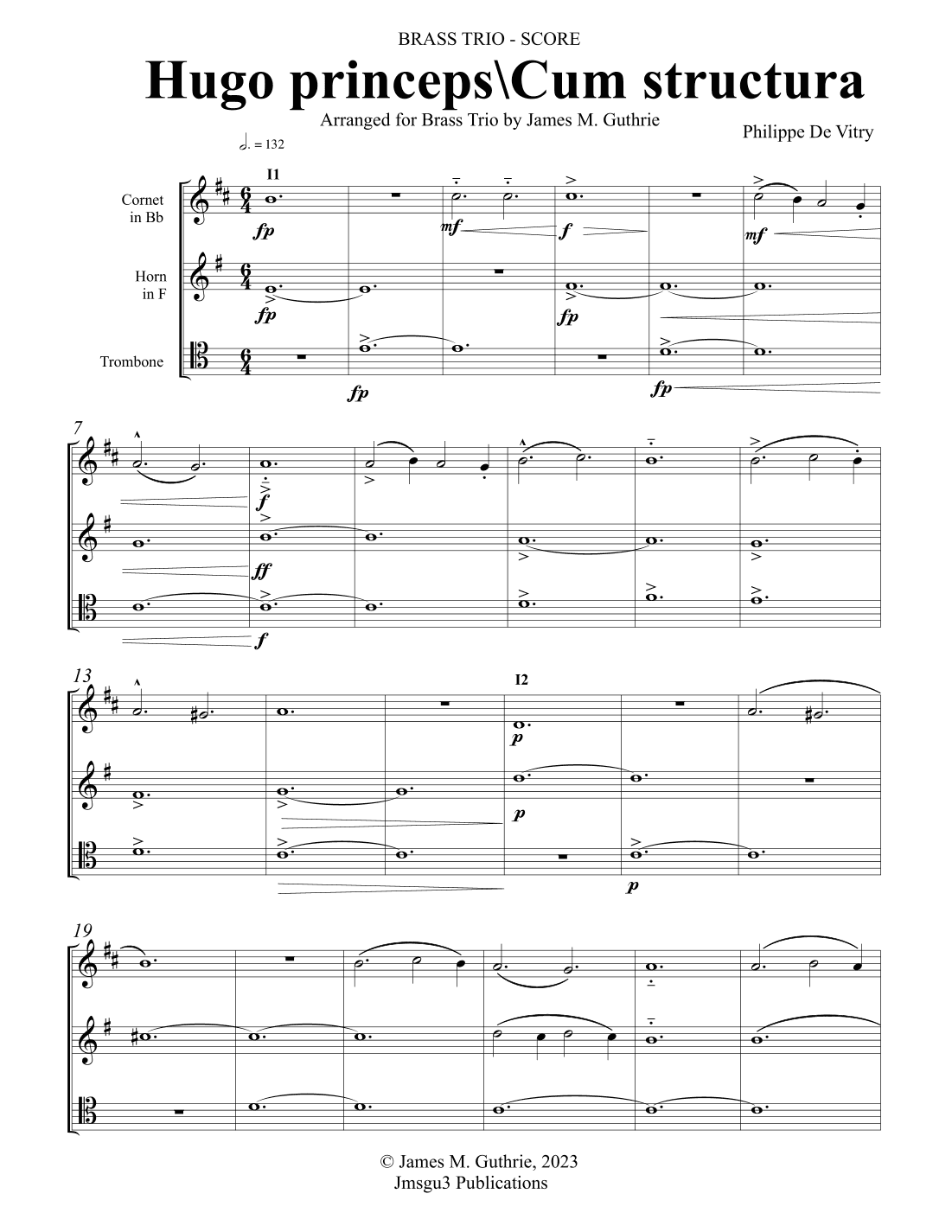 de Vitry: Hugo princeps/Cum structura for Brass Trio (arr. James M. Guthrie)
