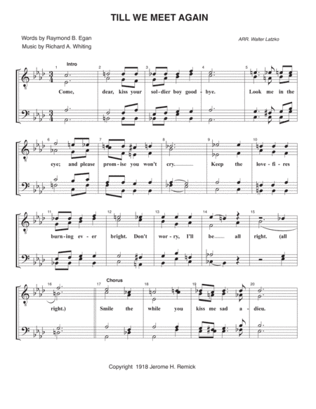 TILL WE MEET AGAIN (arr. Walter Latzko)
