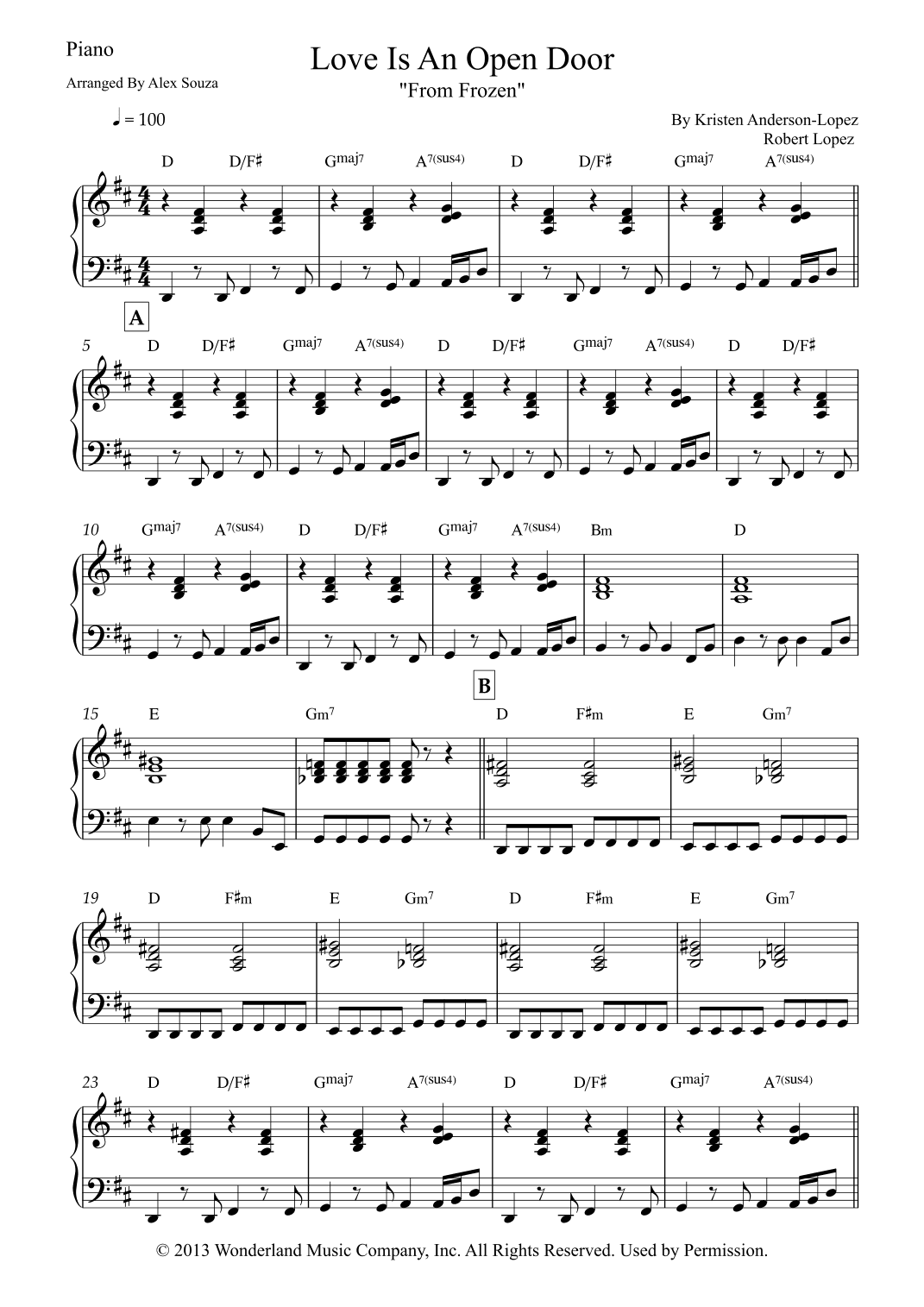 Love Is An Open Door (arr. Alex Souza)