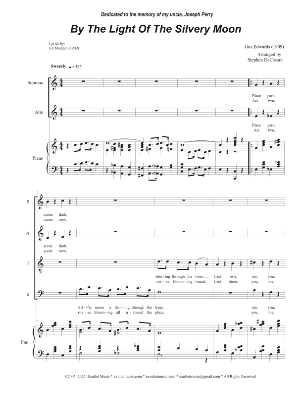 By The Light Of The Silvery Moon (Vocal Quartet - (SATB) (arr. Stephen DeCesare)