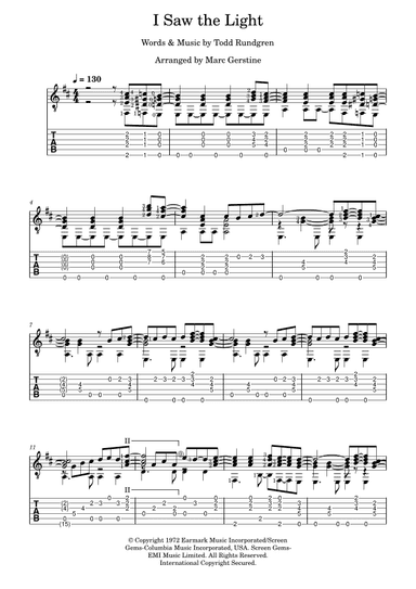 I Saw The Light (arr. Marc E Gerstine)
