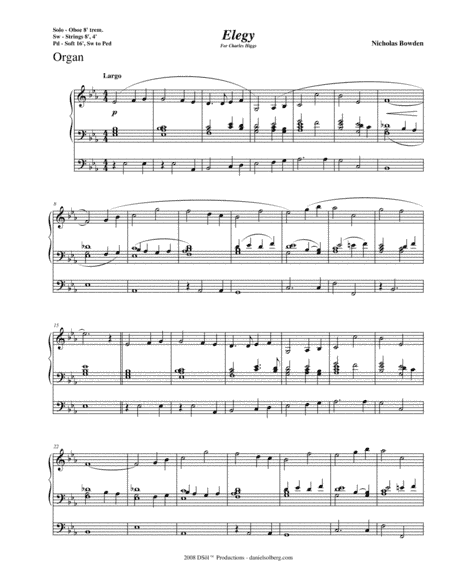 Elegy - for organ solo with optional orchestra