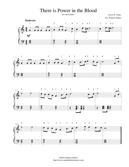 There is Power in the Blood - for easy piano (arr. Samuel Stokes)