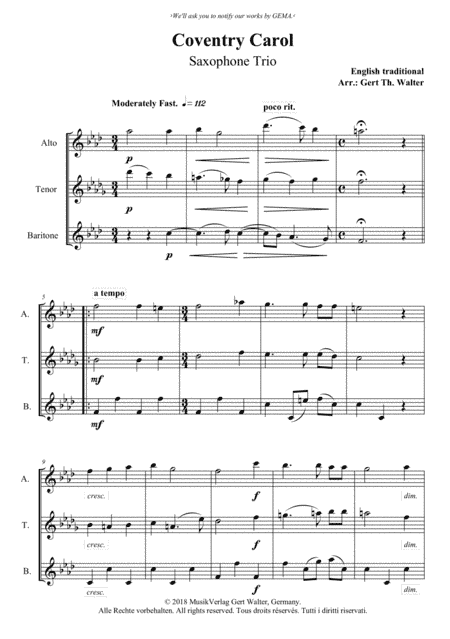 Coventry Carol (arr. Gert Th. Walter)