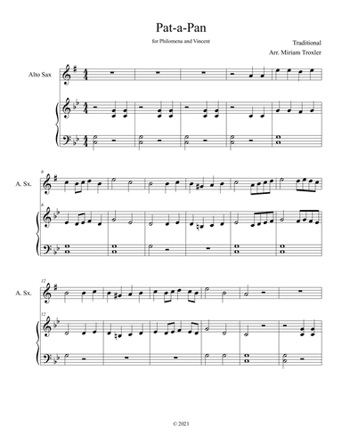 Pat A Pan Duet for Alto Sax and Piano (arr. Arr. Miriam Troxler)