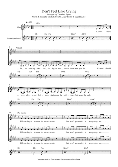 Don't Feel Like Crying (arr. Theodora Byrne)