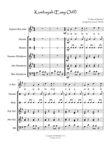 Kumbayah (Easy Orff) (arr. Juan C. Davila)