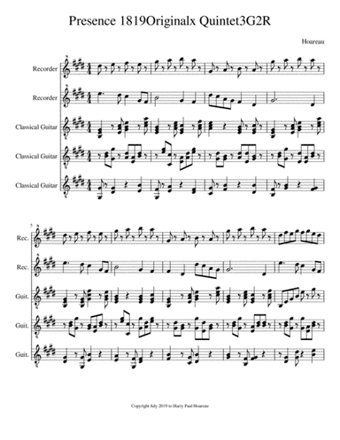Presence 1819 Quintet 3 guitars, 2 recorders