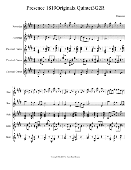 Presence 1819 Quintet 3 guitars, 2 recorders