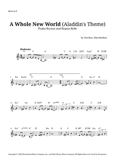 A Whole New World (aladdin's Theme) (arr. Langanho)