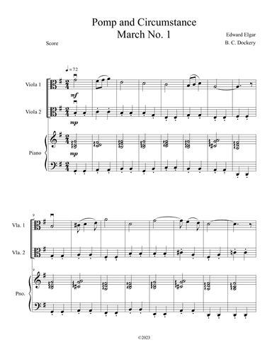 Pomp and Circumstance (Viola Duet with Piano Accompaniment) (arr. B. C. Dockery)