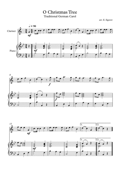 O Christmas Tree, Traditional German Carol, For Clarinet & Piano (arr. Eugene Egorov)