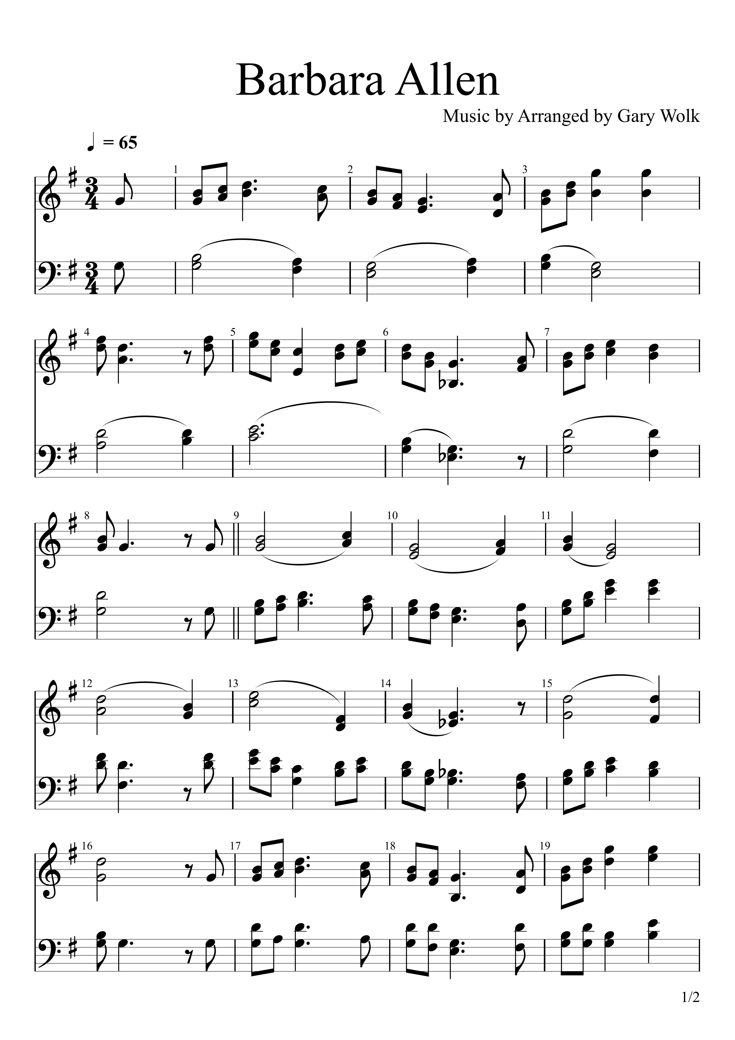 Barbara Allen (arr. Gary Wolk)