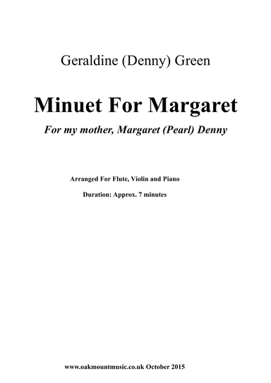 Minuet For Margaret.   (Flute, Violin and Piano Arrangement)