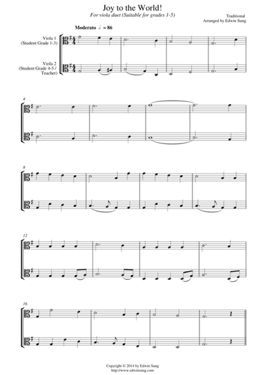 Joy to the World (for viola duet, suitable for grades 1-5) (arr. Edwin Sung)