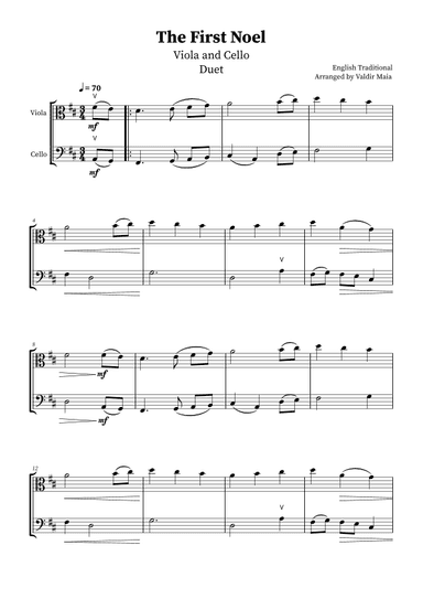 The First Noel - Viola and Cello Duet (arr. Valdir Maia)