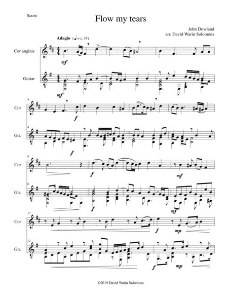 Flow my tears for cor anglais and guitar (without divisions) (arr. David Warin Solomons)
