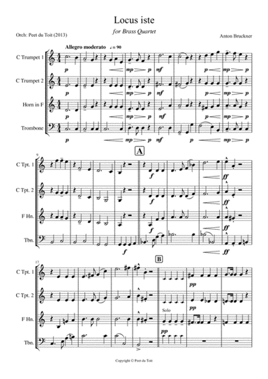 Locus iste - Anton Bruckner (Brass Quartet) (arr. Peet du Toit)
