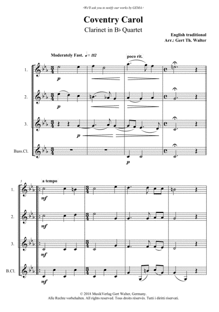 Coventry Carol (arr. Gert Th. Walter)