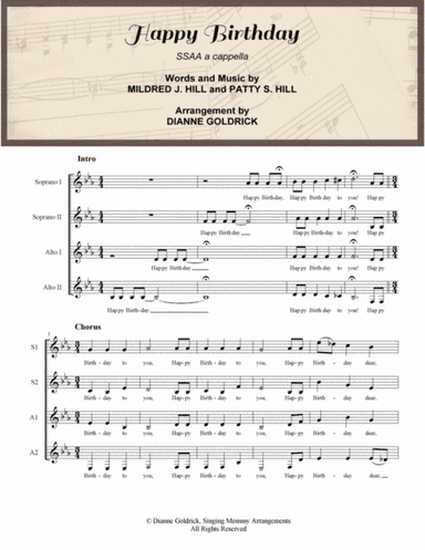 Happy Birthday SSAA a cappella (arr. Dianne Goldrick)